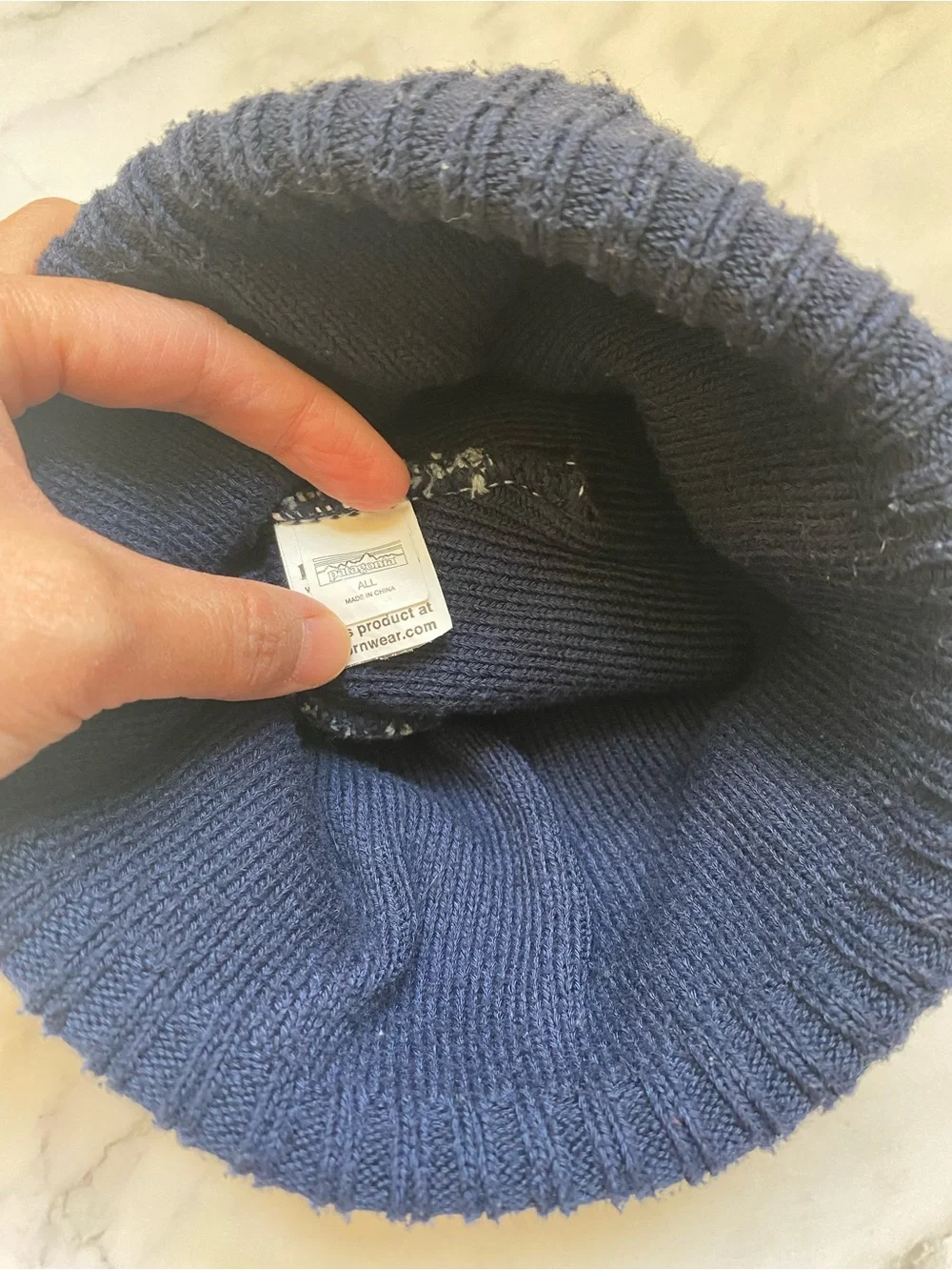 Patagonia Light Blue & Navy Kids Pom Beanie